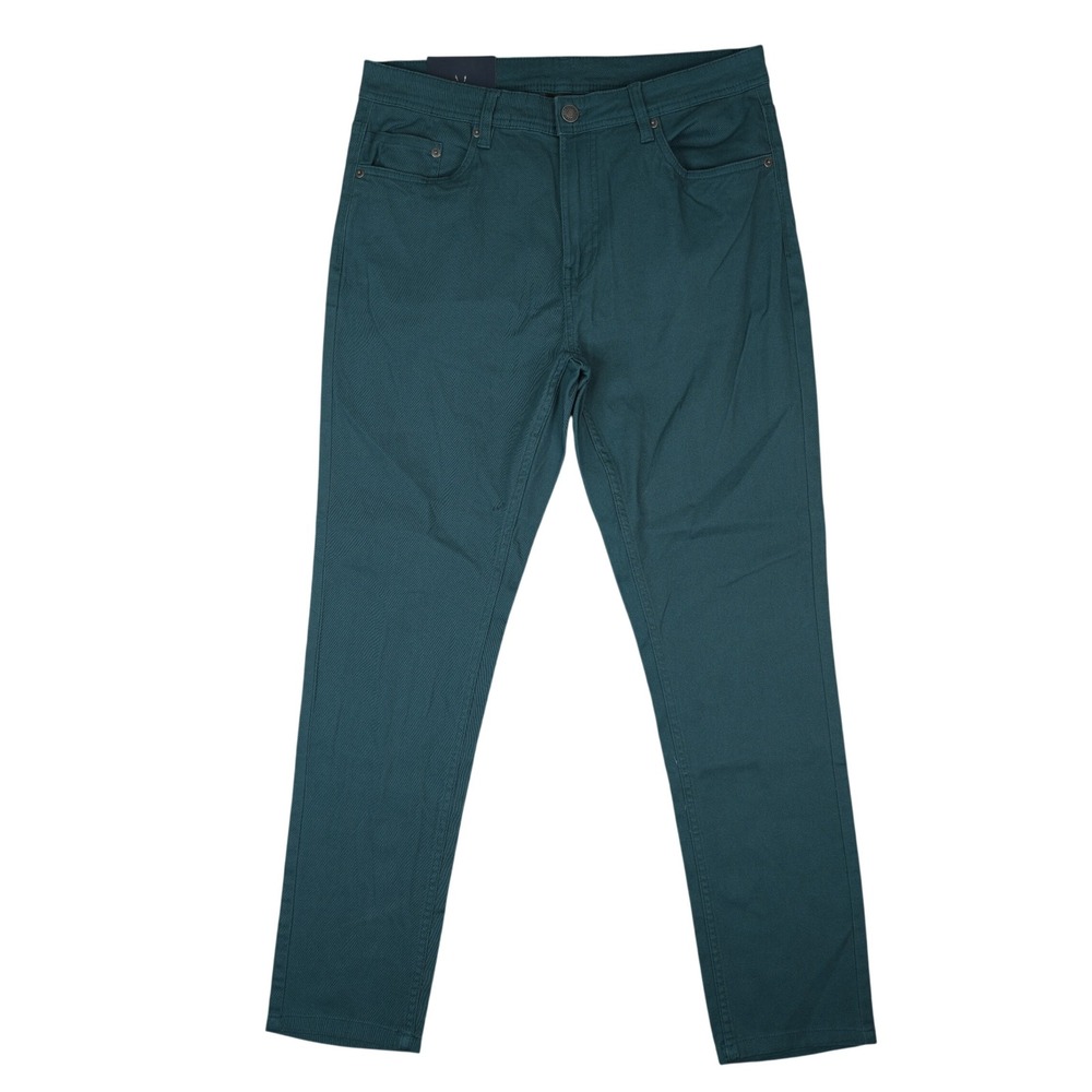 Jachs New York 5-Pocket Pant Mens 33x30 Dark Teal Slim Fit Stretch Twill Casual